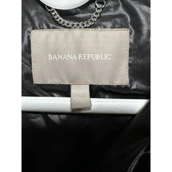 Banana Republic Down Quilted Puffer Vest Size Small Black & White Plaid - Picture 4 of 8